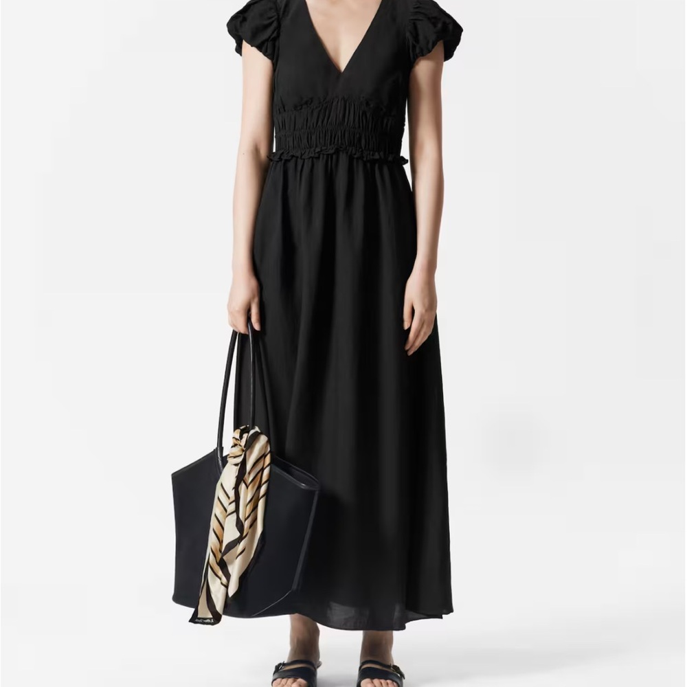 & Other Stories Black bubble sleeve Midi Dress NWOT